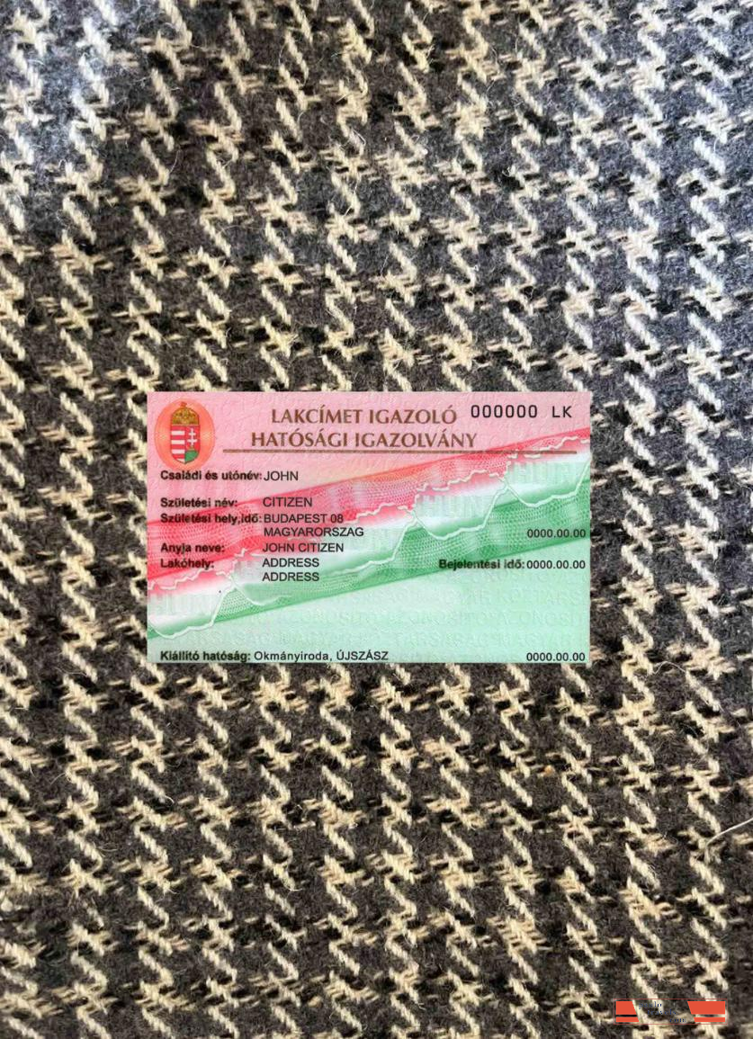 Hungary certificate proof of residence photolook FRONT PSD template